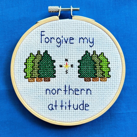 Noah Kahan “Northern Attitude” Lyrics 4-Inch Wooden-Framed Cross Stitch - Picture 6 of 6